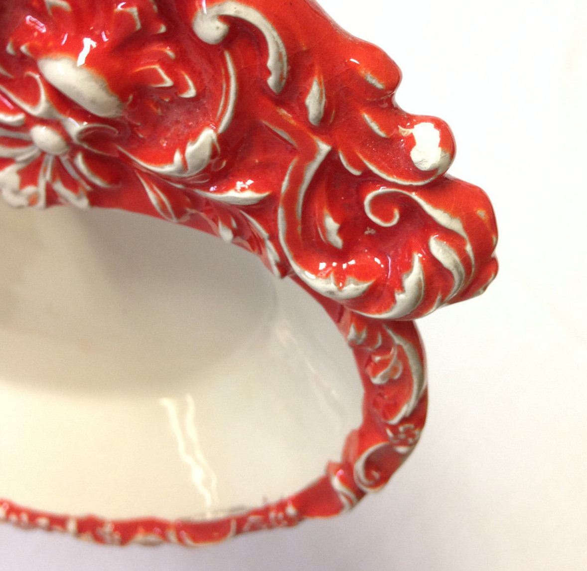 Heart Crest Art Pottery Trinket Dish Bowl Marked “A” 8″