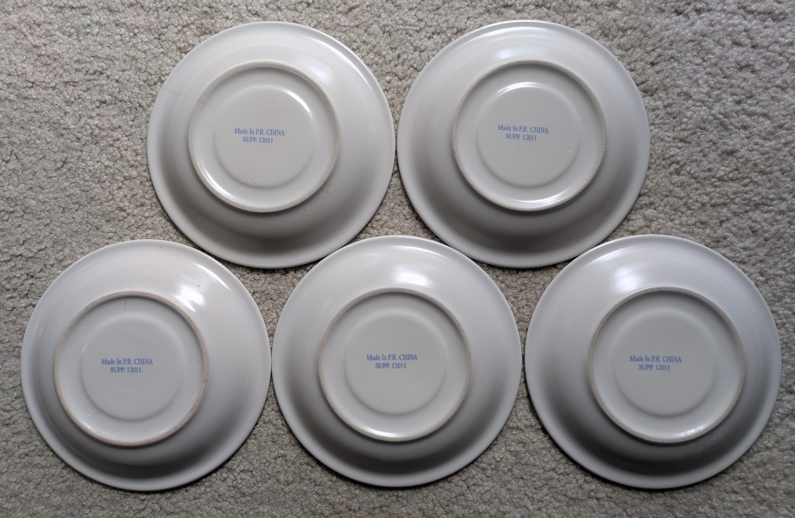 White Stoneware 6.25 in Saucer Plates made in P.R. China, Set of 5 For Charity