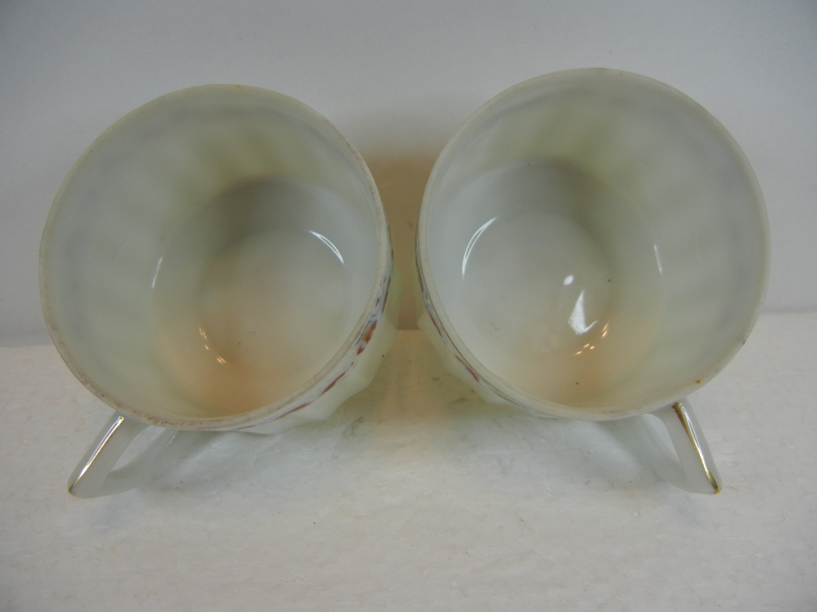 2 Vintage Demitasse Cups Made in Occupied Japan Parian China White w Gold Trim