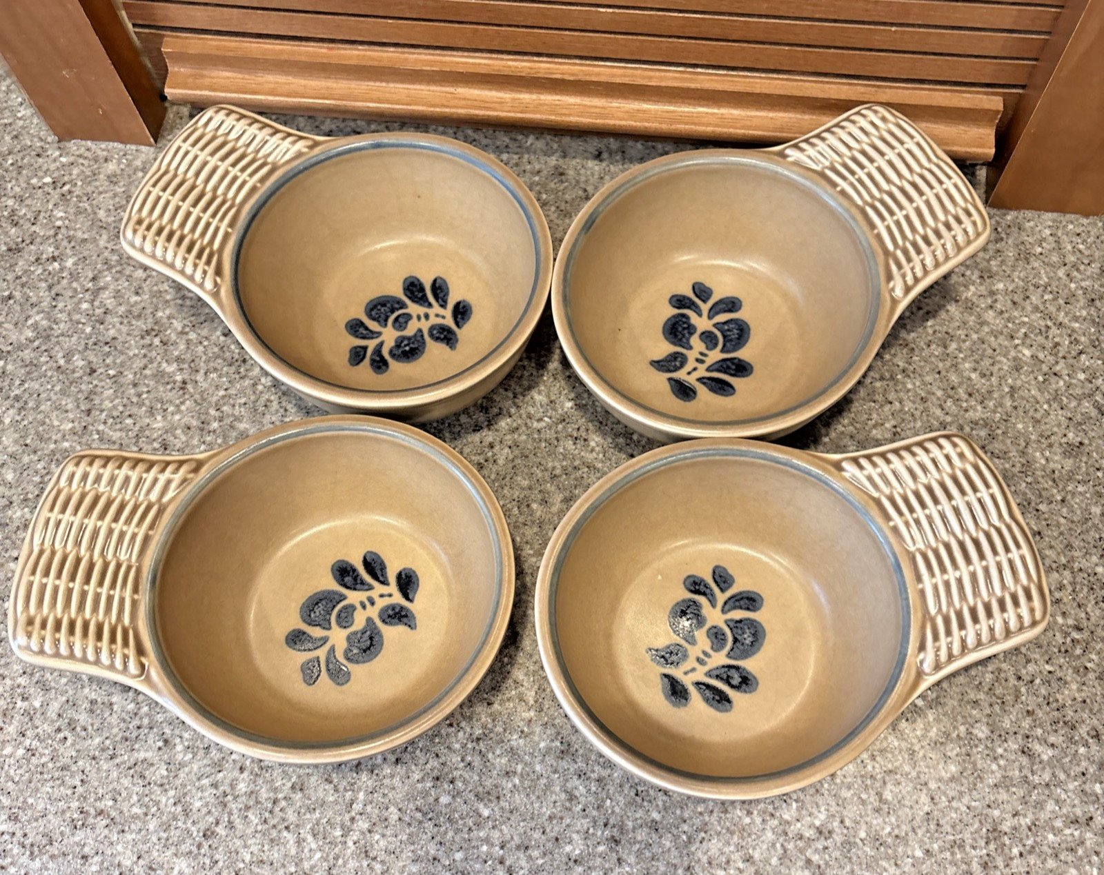 Pfaltzgraff Folk Art Bowls with Basket Weave Handles