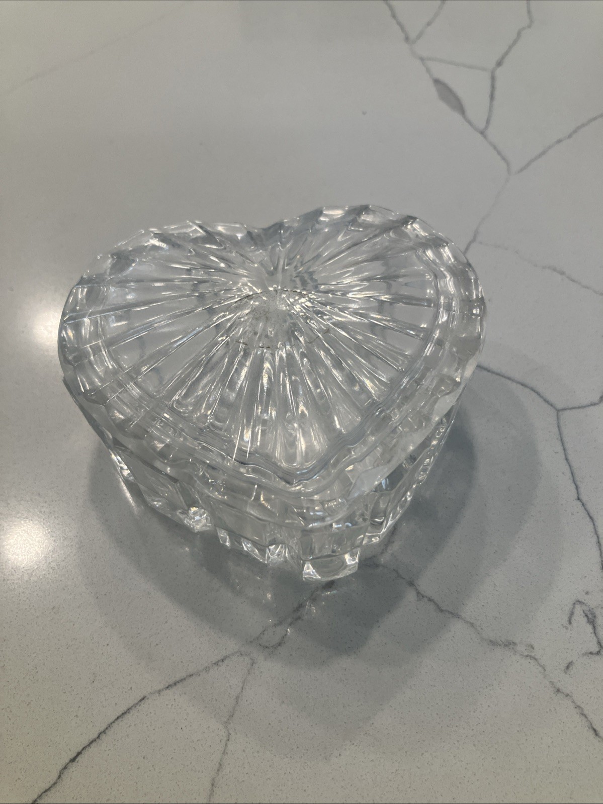 Vintage Pressed Clear Glass Heart Shaped Trinket Dish