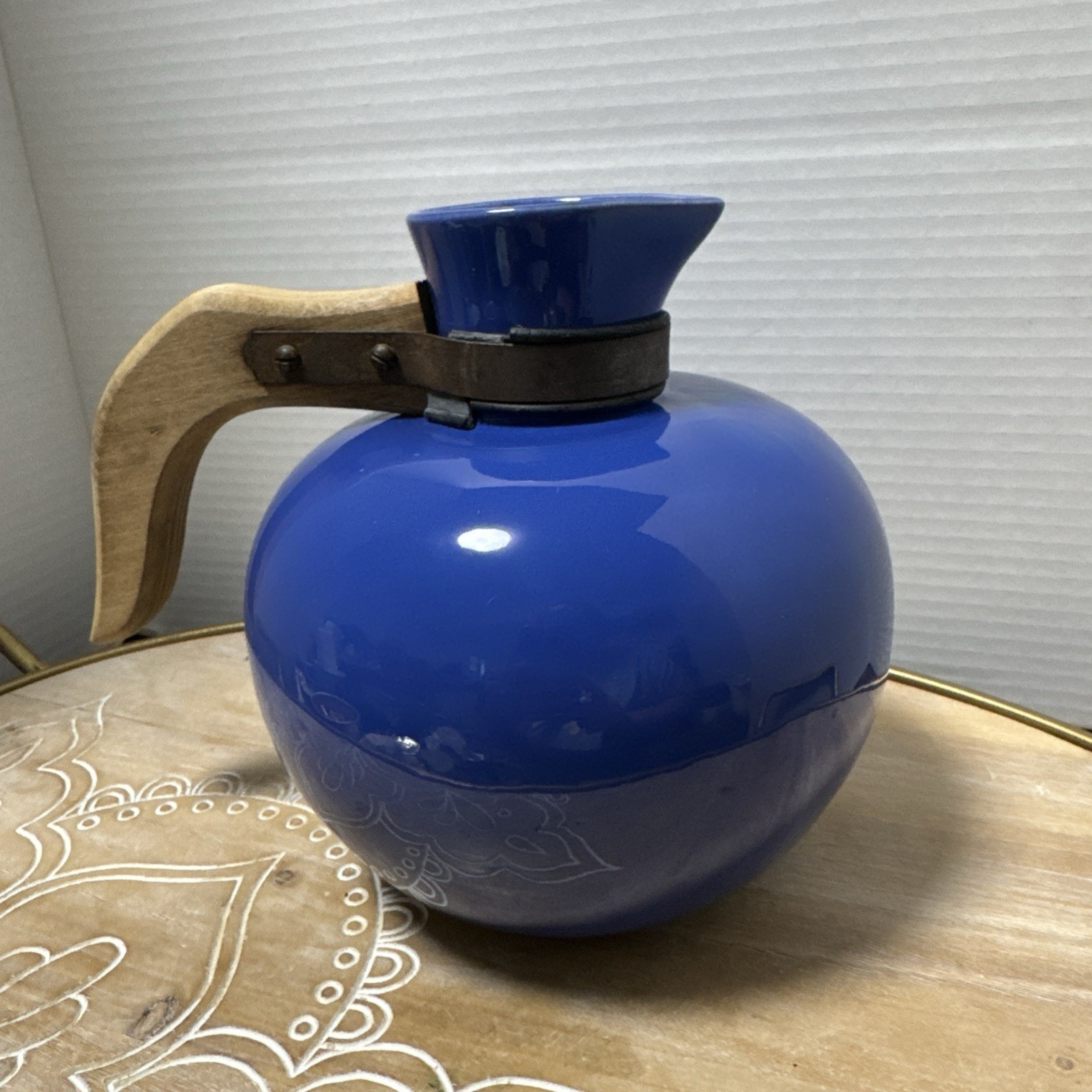 Vintage 1930s Hollydale Pottery California Cobalt Glaze Coffee Carafe Jug