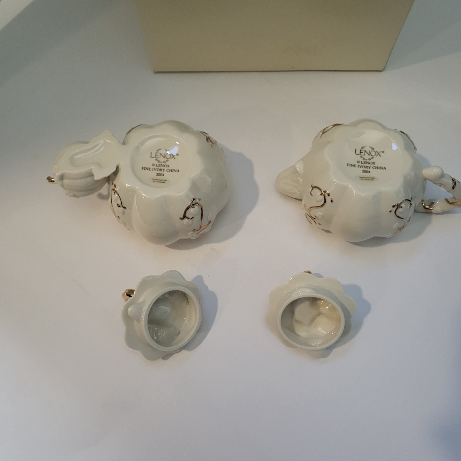 Lenox Ivory Pumpkin Sugar & Creamer Pumpkin Home Decor Collection 2004