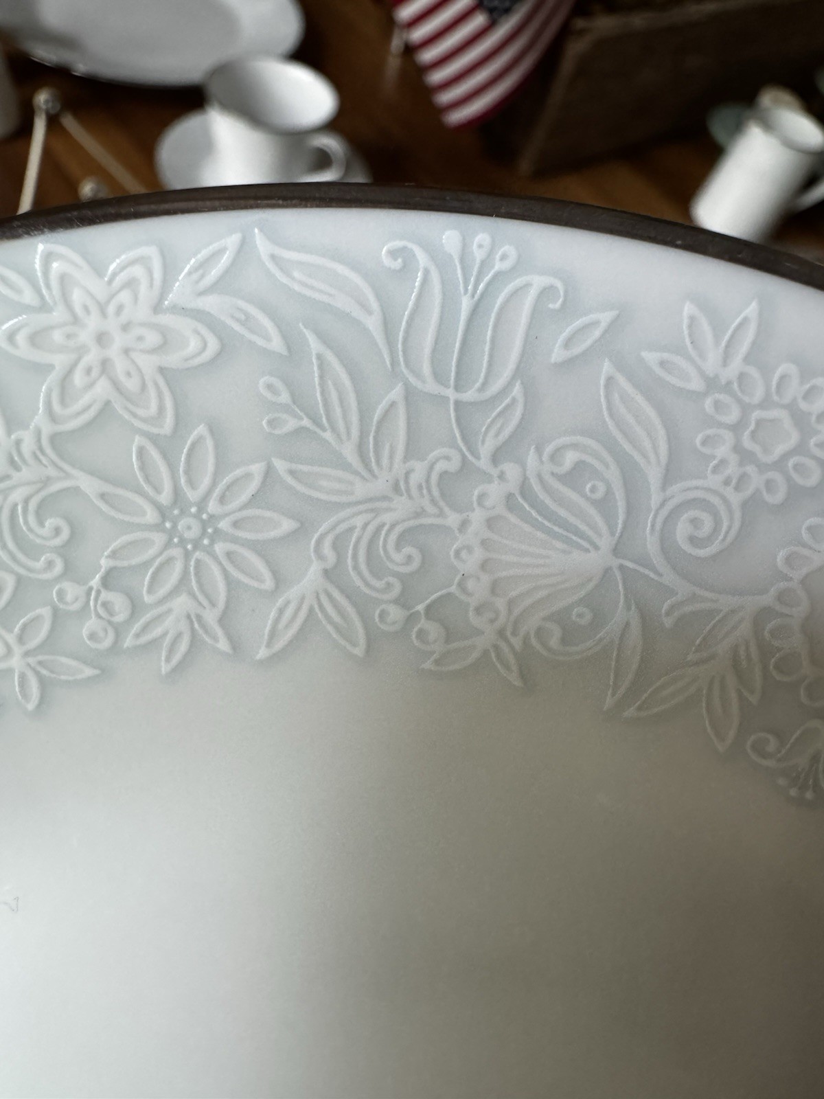 Vintage Ravel Noritake China White / Blue Lace Trim / Platinum Edge Bread Plate