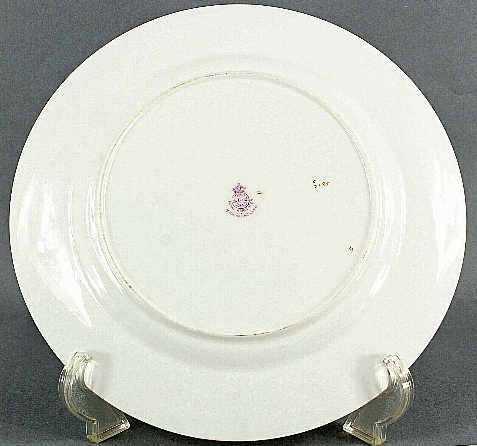 Royal Worcester 10.5″ White Rust Blue Gold Porcelain Dinner Plate