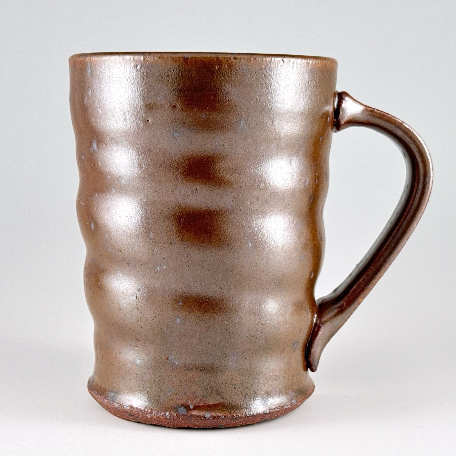 Vtg McP Stoneware Pottery Mug, 16oz Ceramic Coffee Cup Iron Oxide Metallic Brown