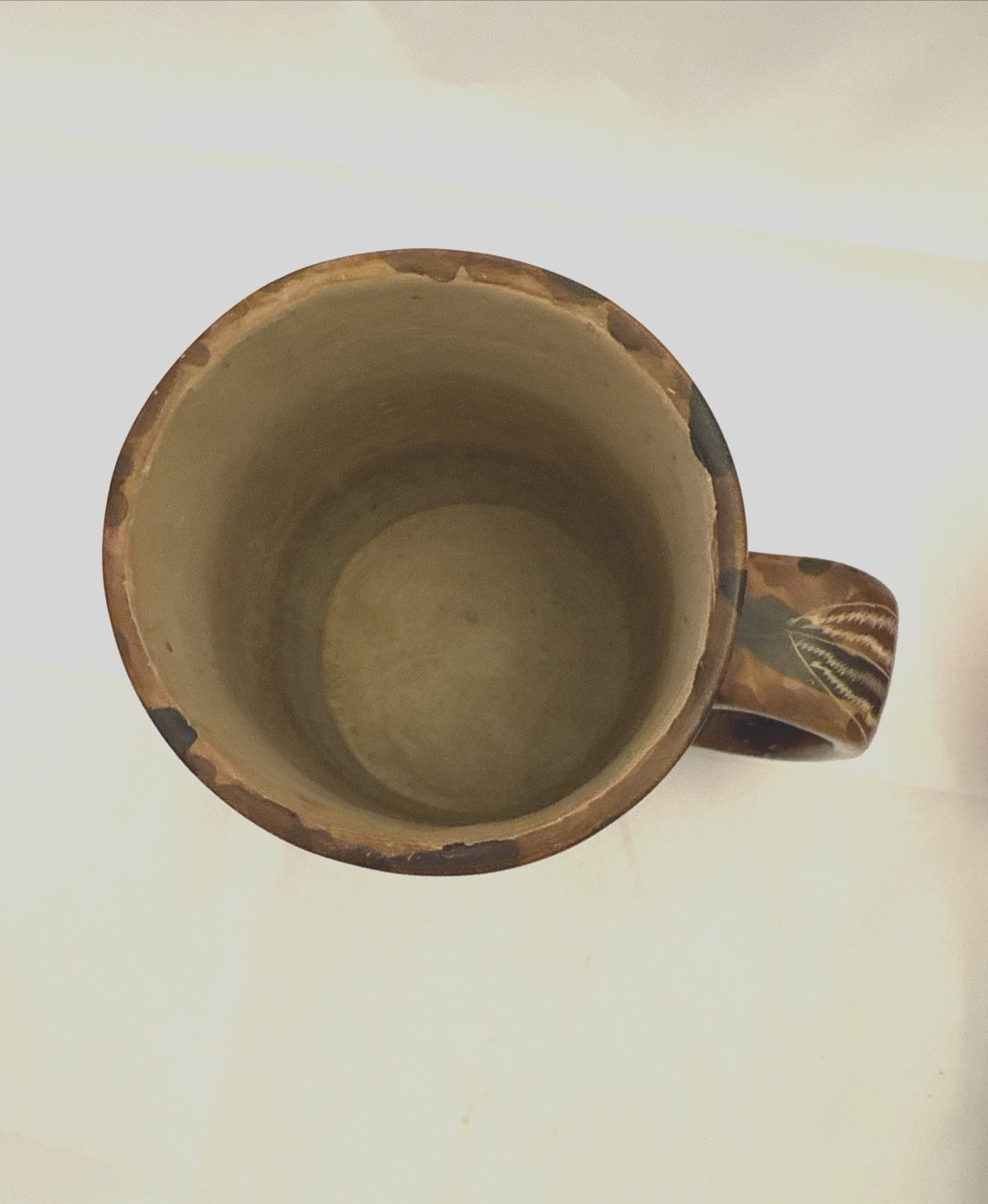 Scrimshaw Like Fish, Plants Waves Ceramic Mug 16oz Art Pottery Not Signed Unique
