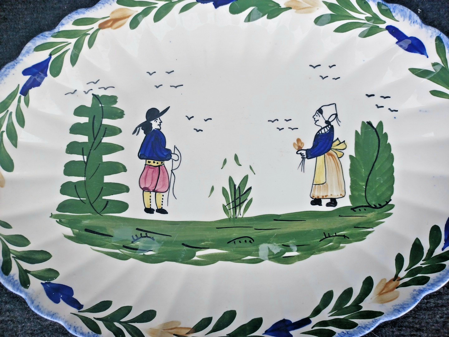 Blue Ridge Southern Pottery French Peasant 15″ Serving Platter Hand Painted USA