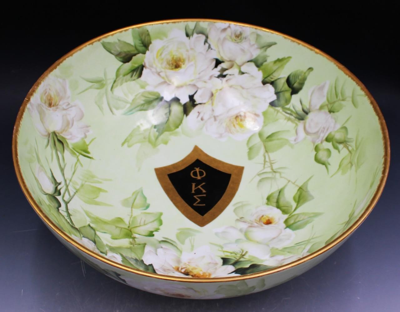 1905 Limoges Punch Bowl Hand Painted for Phi Kappa Sigma Fraternity by E. Miler