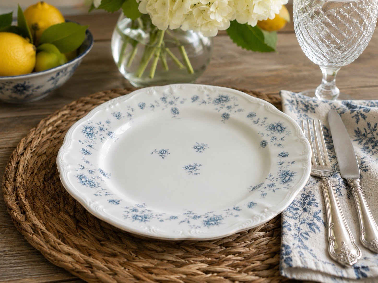 Johann Haviland Blue Garland Bavaria Set of 4 Dinner Plates 10” Germany