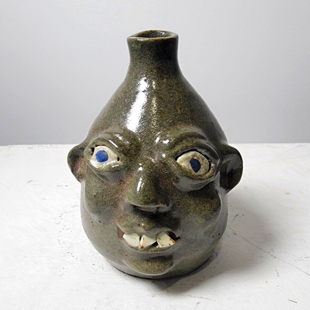 Grace Nell Hewell Handmade 1950s Art Pottery Character Face Jug Pitcher 1pt 1997