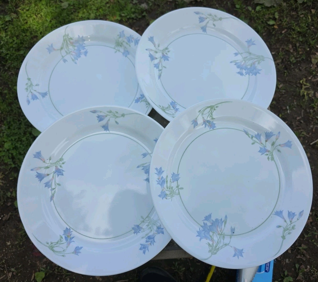 4 Vintage Corelle Corning “Blue Dusk” Dinner Plates 10 1/4″