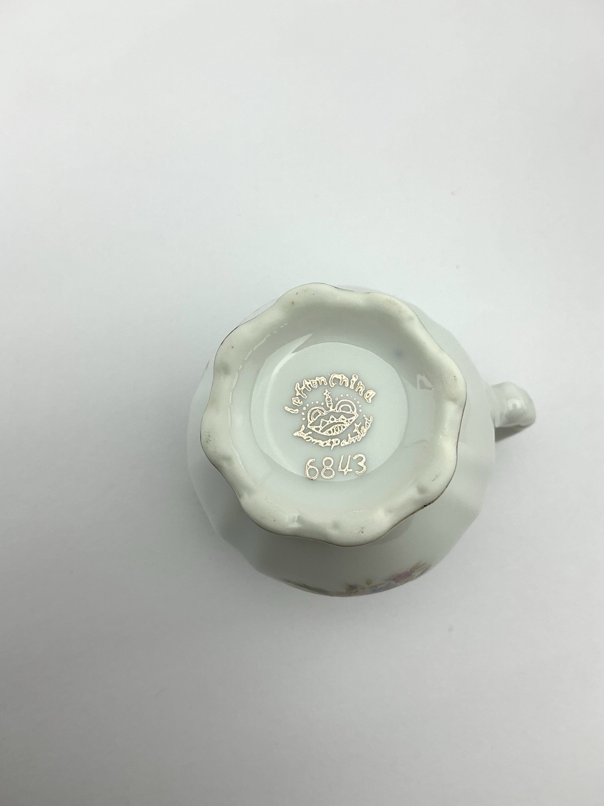 VINTAGE LEFTON CHINA MINI CREAMER AND SAUCER HAND PAINTED PINK FLORAL #6843