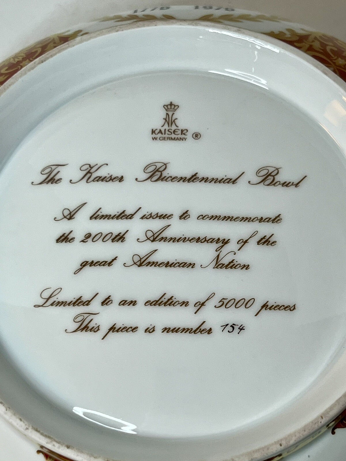 Kaiser Limited Edition Bicentennial Bowl #154 of 5,000 – Rare