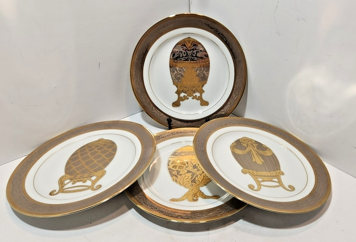 Muirfield New York Victorian Lace #9338 Salad Plates 8.25″ Set of 4 Gold Trim