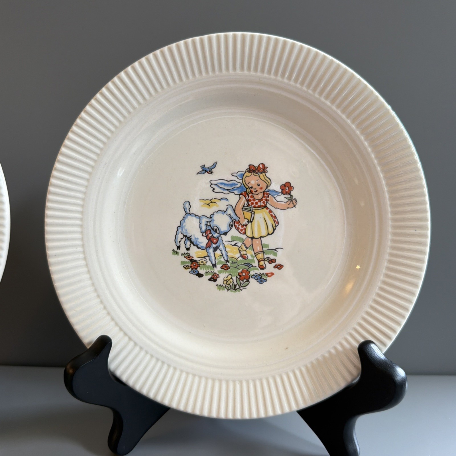 Service for 2 Victory by Salem China Co “Mary Had a Little Lamb” Tea cup Plate