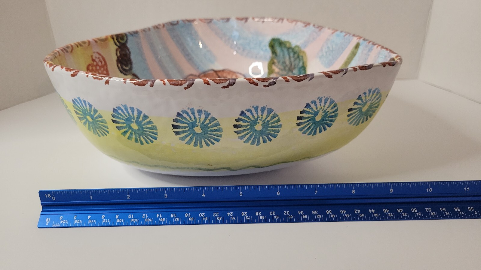Hand Painted Heart Shaped Italian Pottery Serving Bowl Rose And Hearts