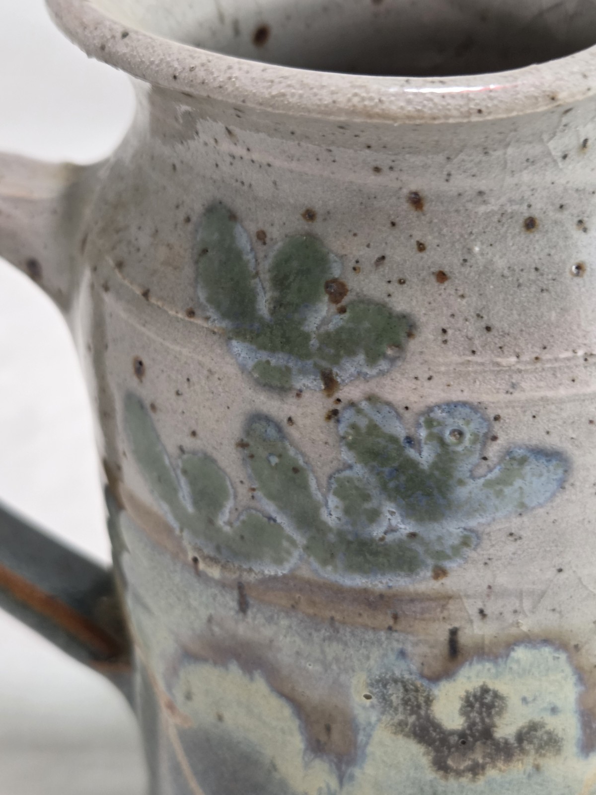 Vintage STUDIO Art Hand Painted, Hand Crafted Drip Glaze Stoneware Pitcher.