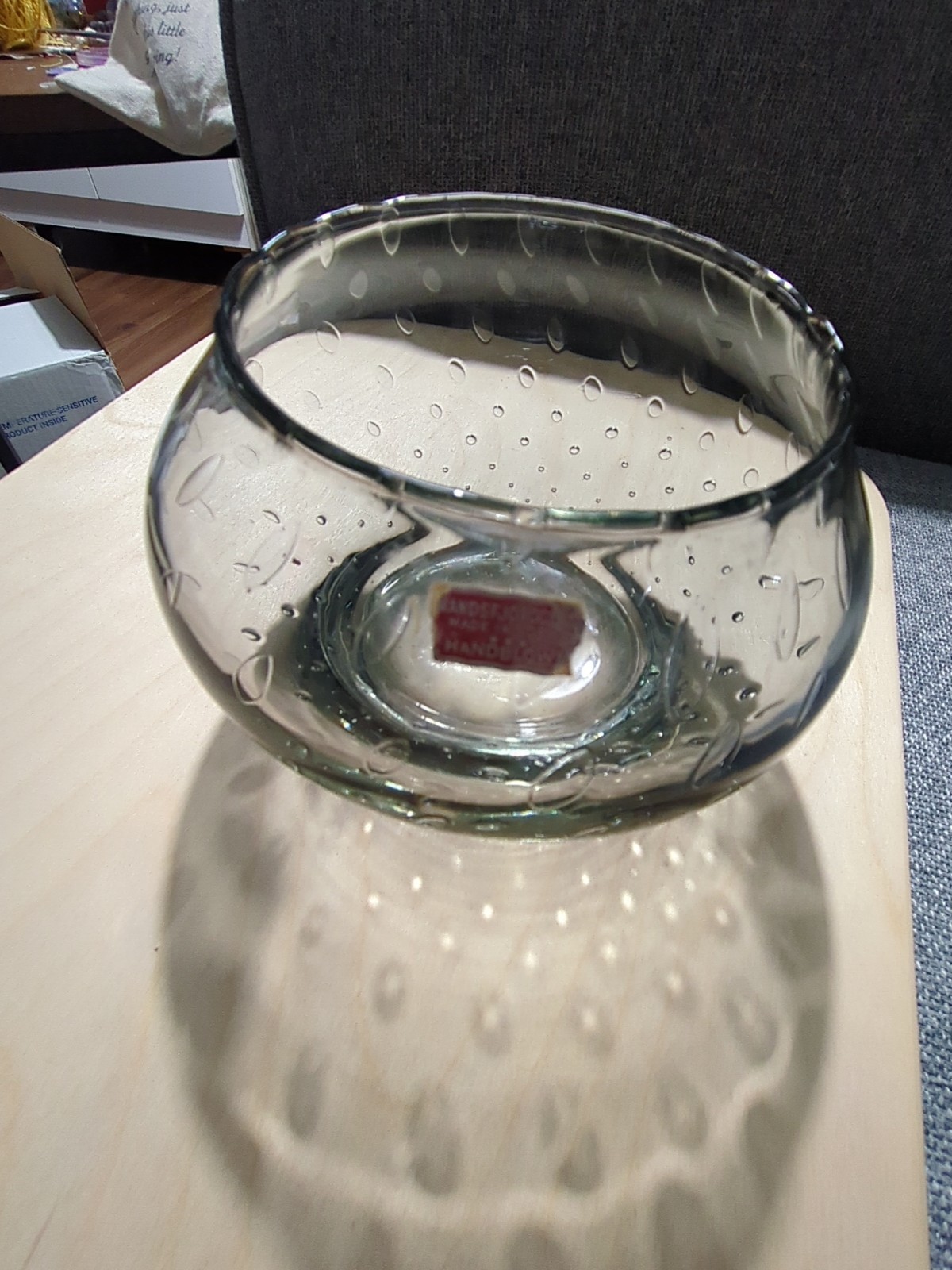 Randsfjord MCM Bubble Art Glass Bowl Norwegian Vintage