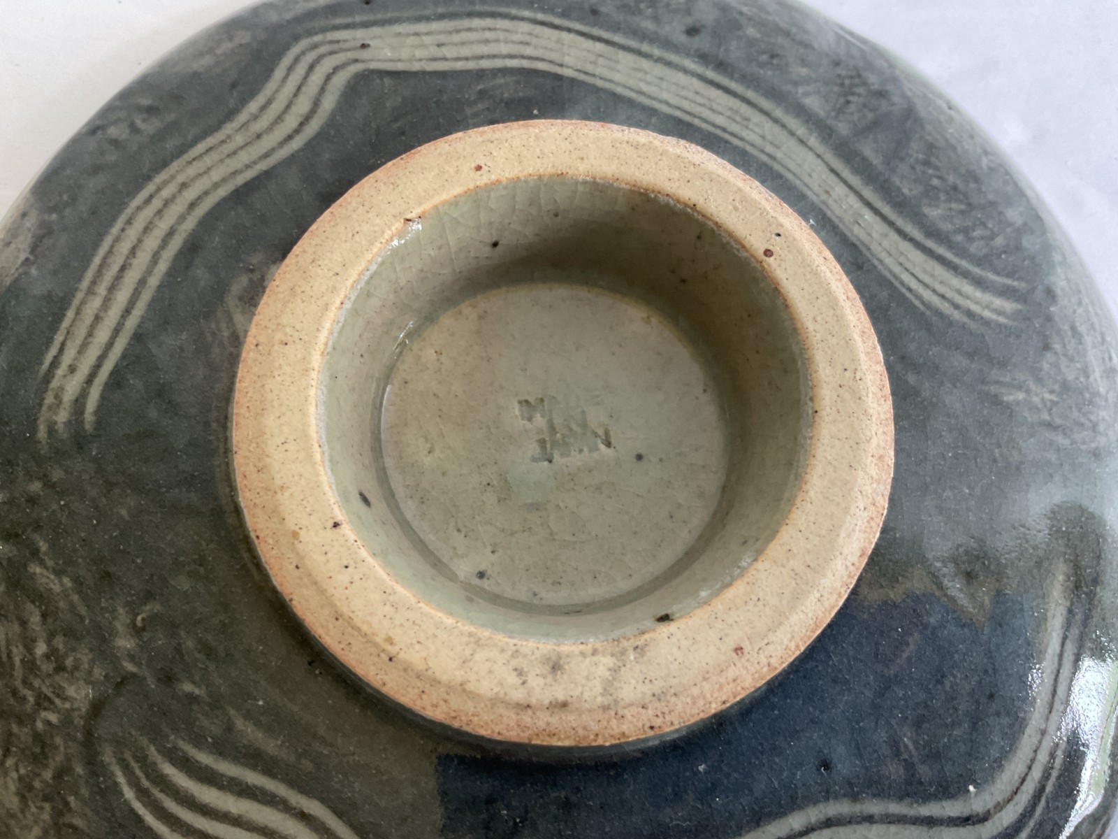 Vtg Somayaki Soma Ware Double Wall Bread Plates 5 1/2″D Green Crackle Set of 5