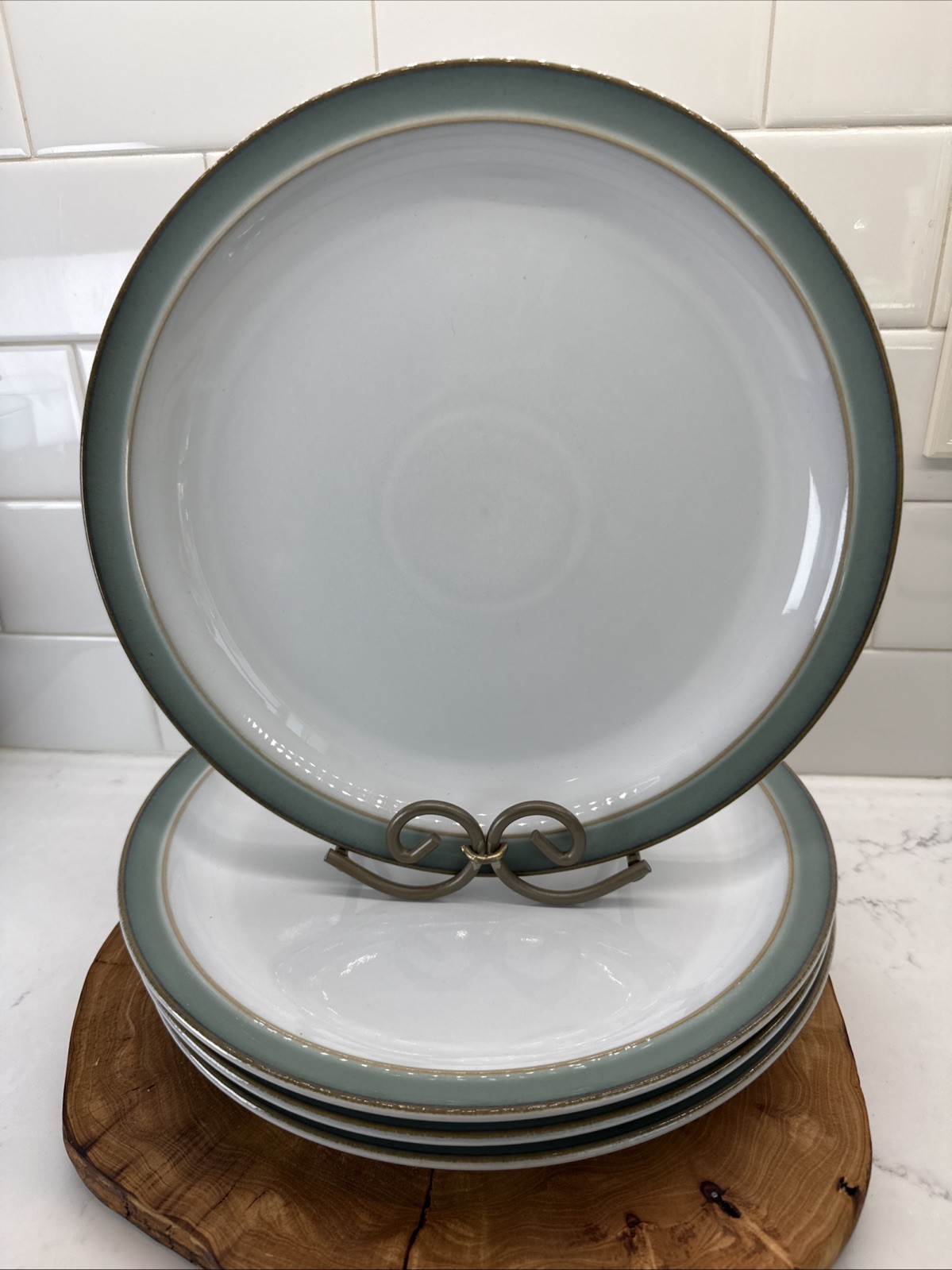 4-Denby England Regency Green 10 3/8″ Dinner Plates
