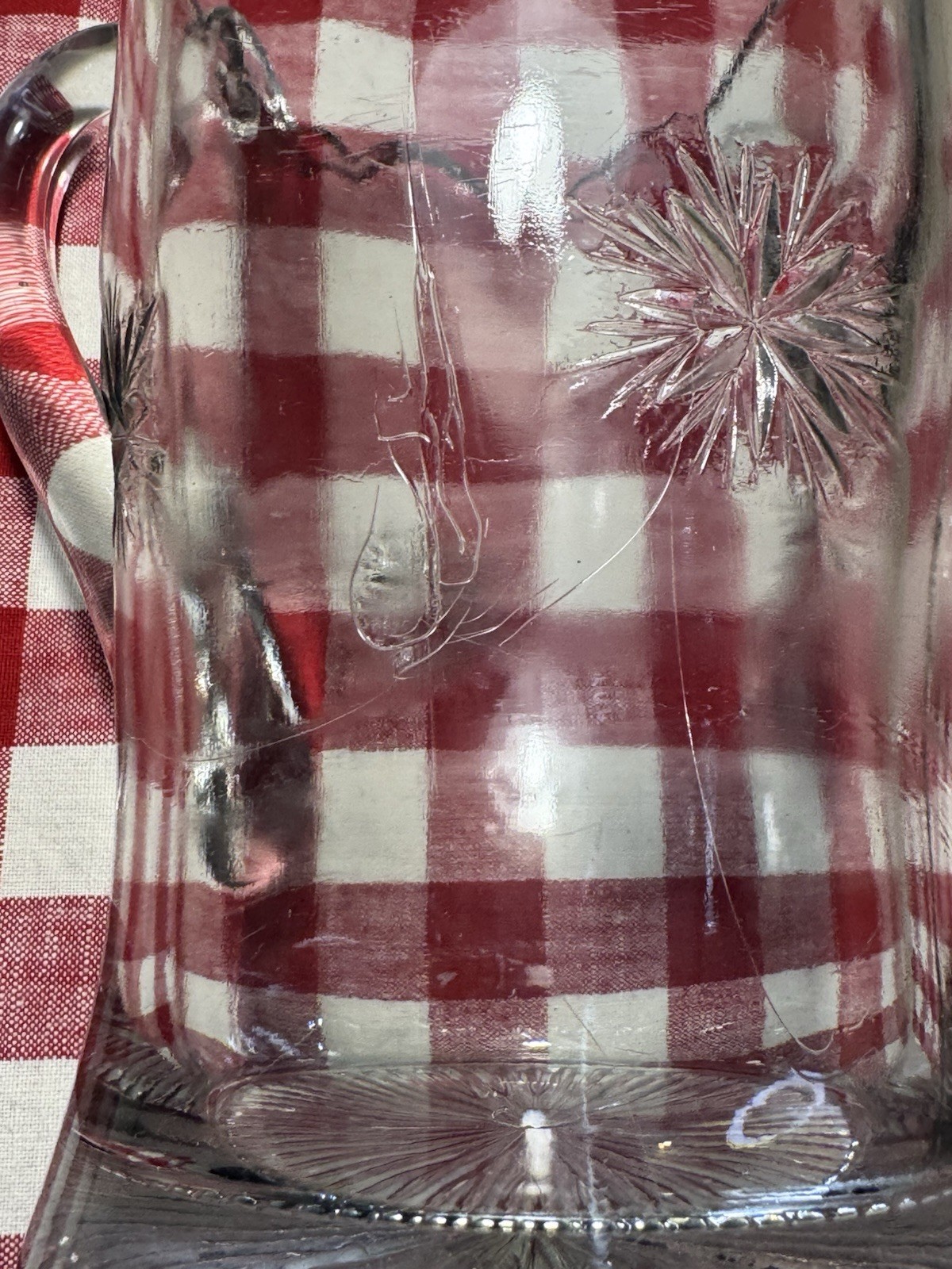 Early American Pattern Glass Pitcher – Bethlehem Star Pattern – Indiana Glass