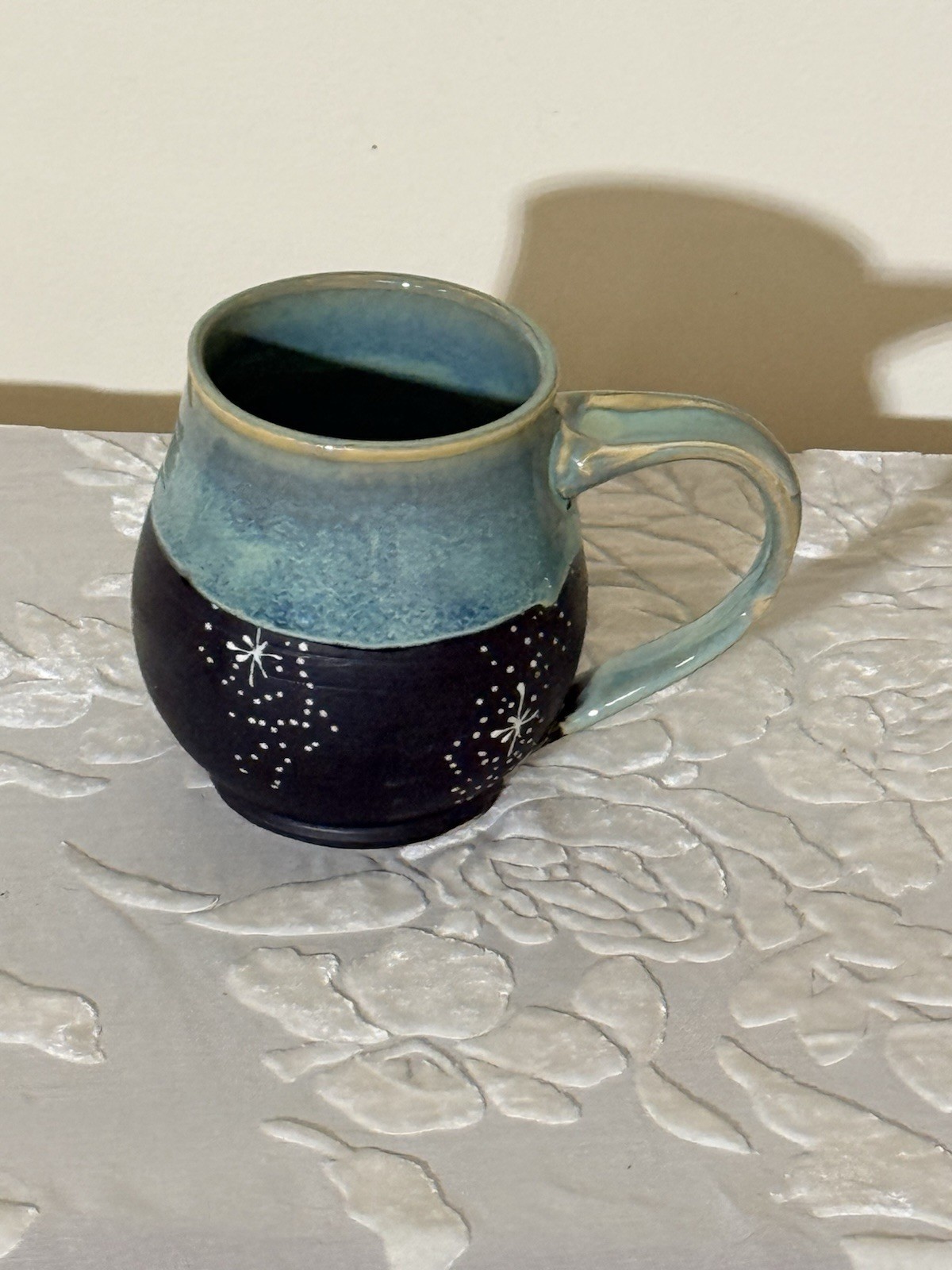 Pitch Pine Pottery Handmade Ceramic Mug Celestial Blue Black
