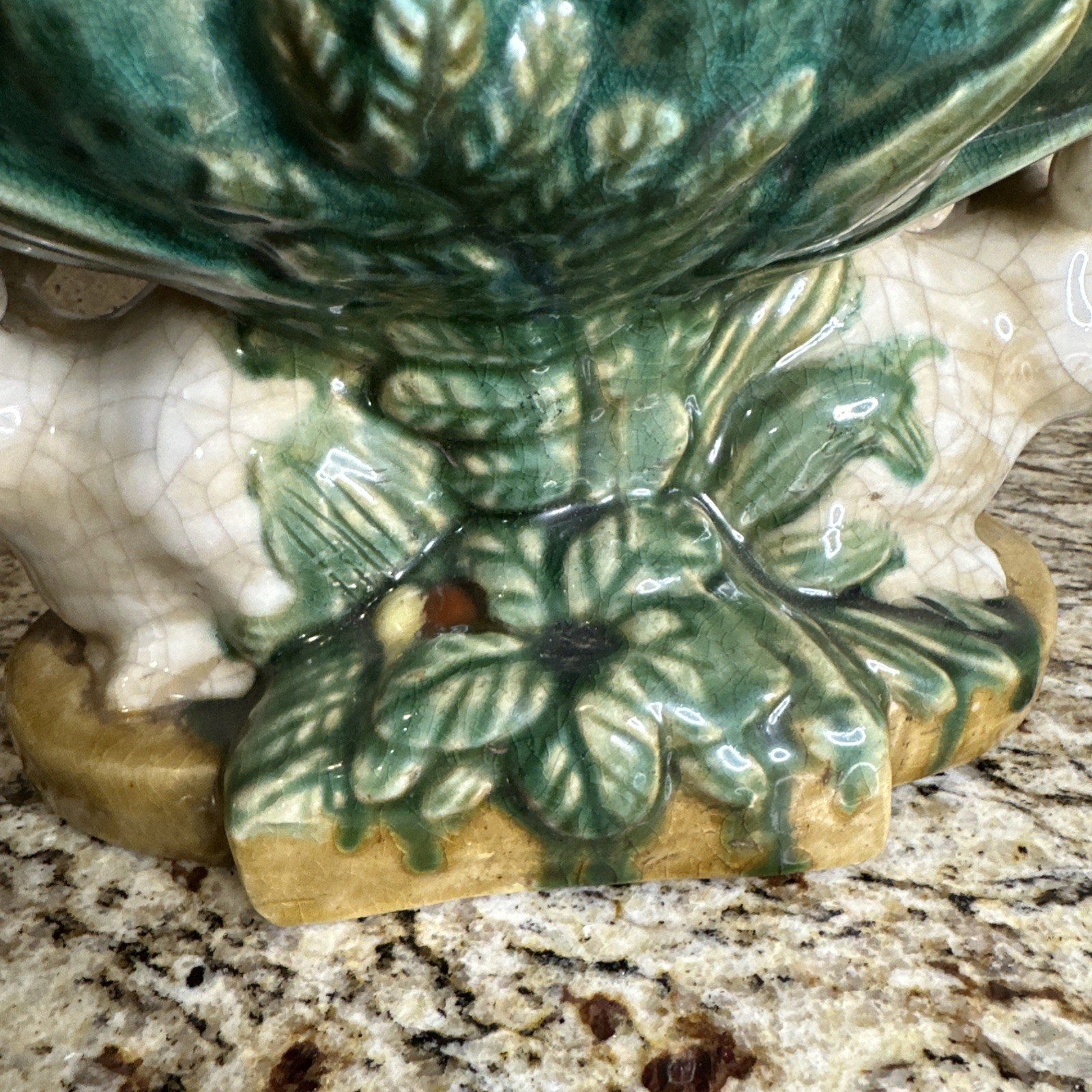 Late 20th Century Majolica Style Bunny Rabbit Compote
