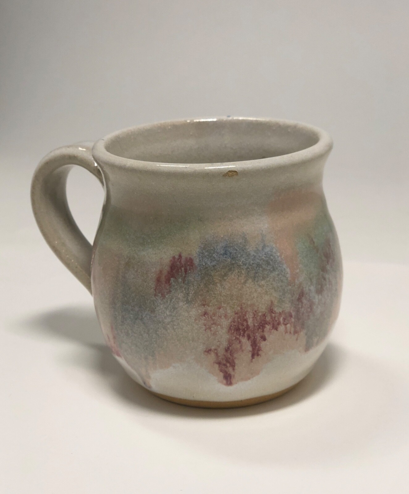 Art Pottery Coffee Mug Signed JoAnne, Pastel Colors, Home Decor, Handmade, Gray