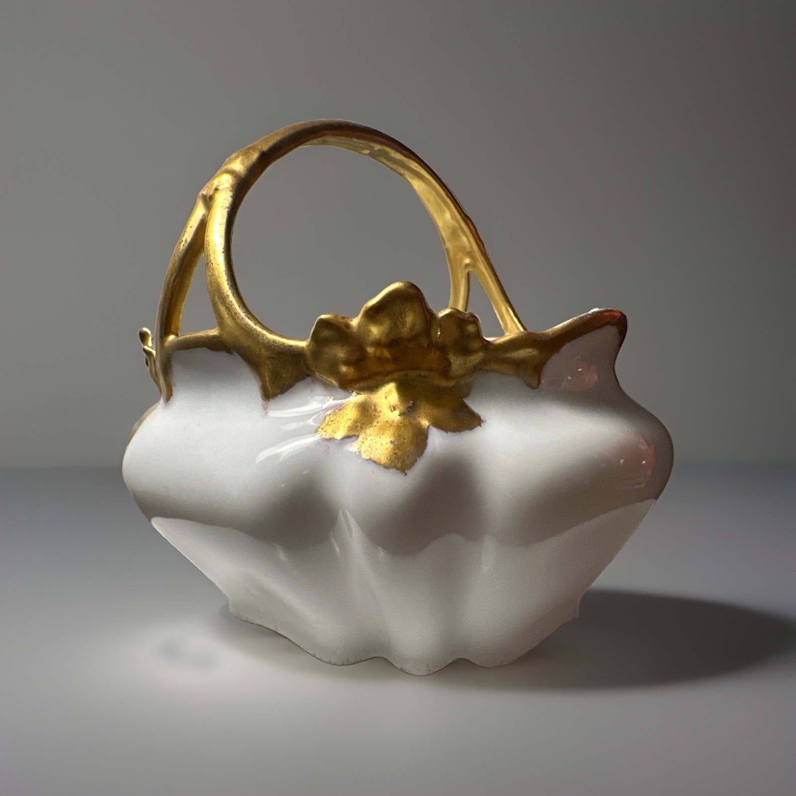 Rare Antique RS Germany Porcelain Basket Gold Gilt Art Nouveau c.1910 Excellent