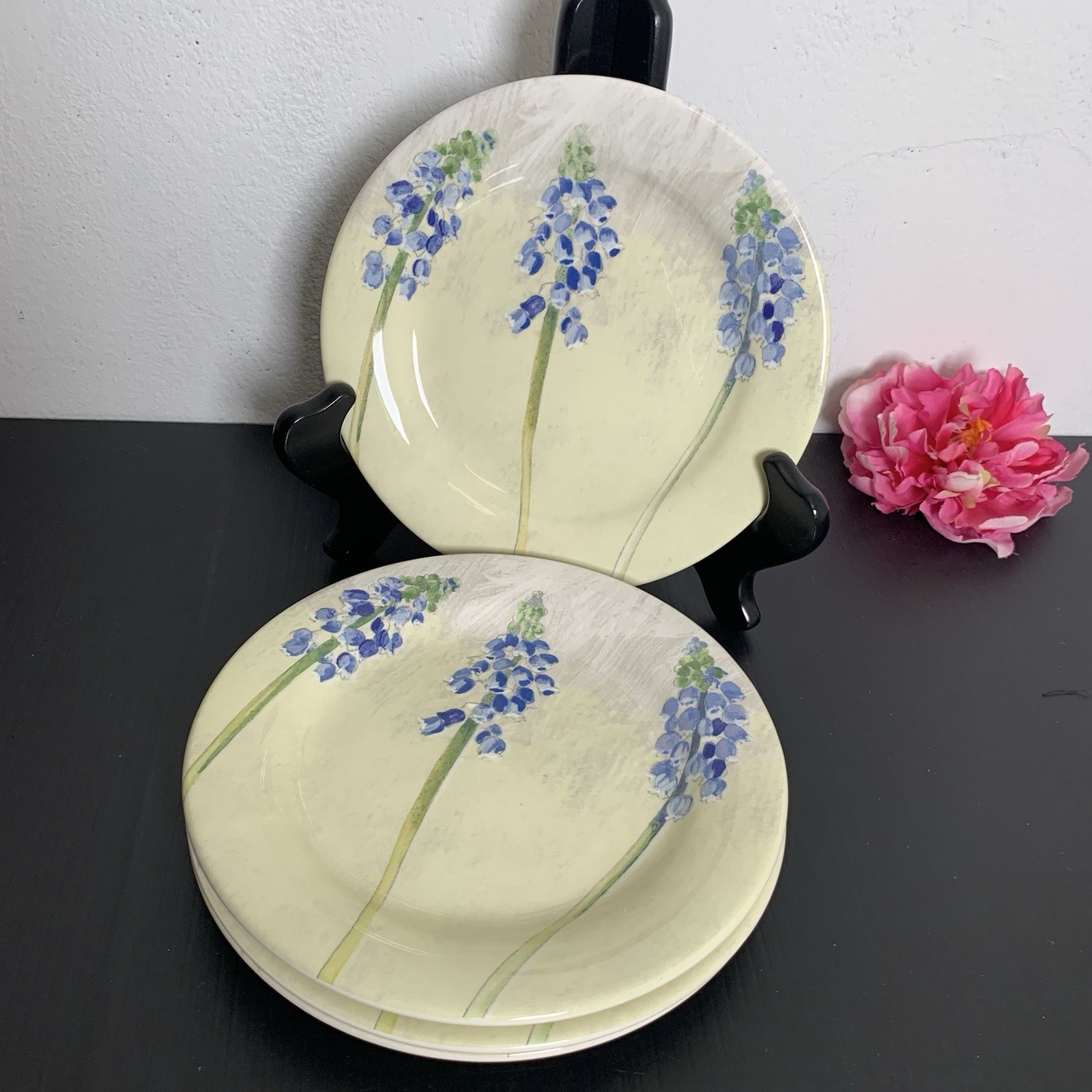 Gien France – Alice Blue Floral Salad Dessert Plates – Set of 4