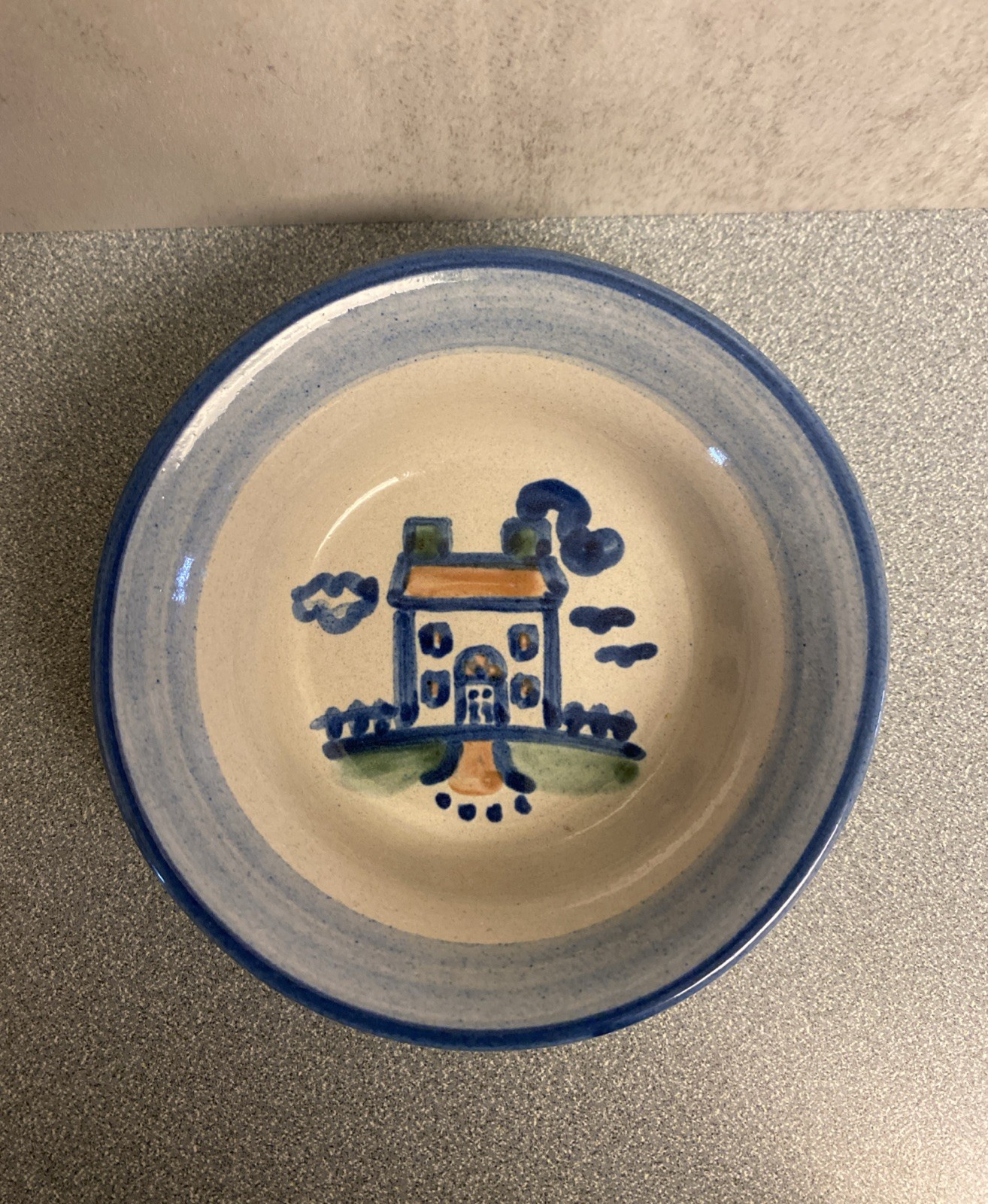 M A HADLEY ART POTTERY HOUSE RAMEKIN SMALL TRINKET BOWL 4.5″ DISH HANDMADE