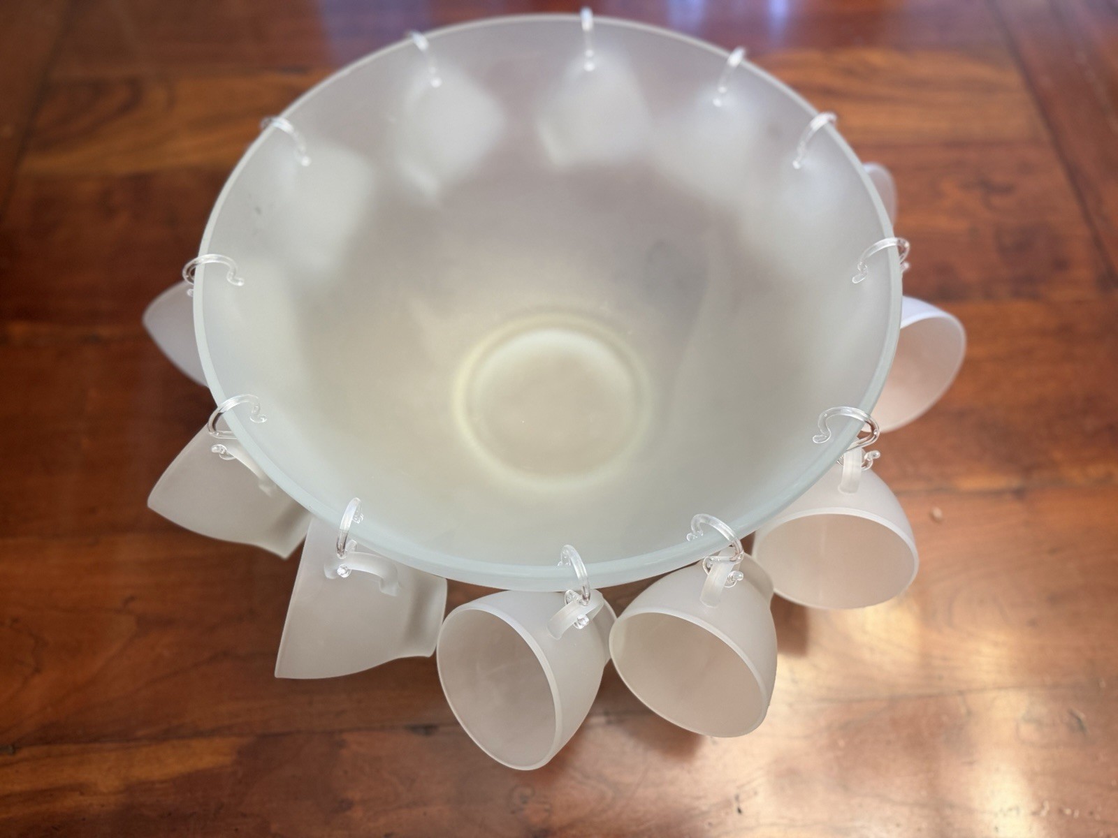 Vintage Frosted Punch Bowl 25 Piece Set Cups & Hooks Vintage MCM