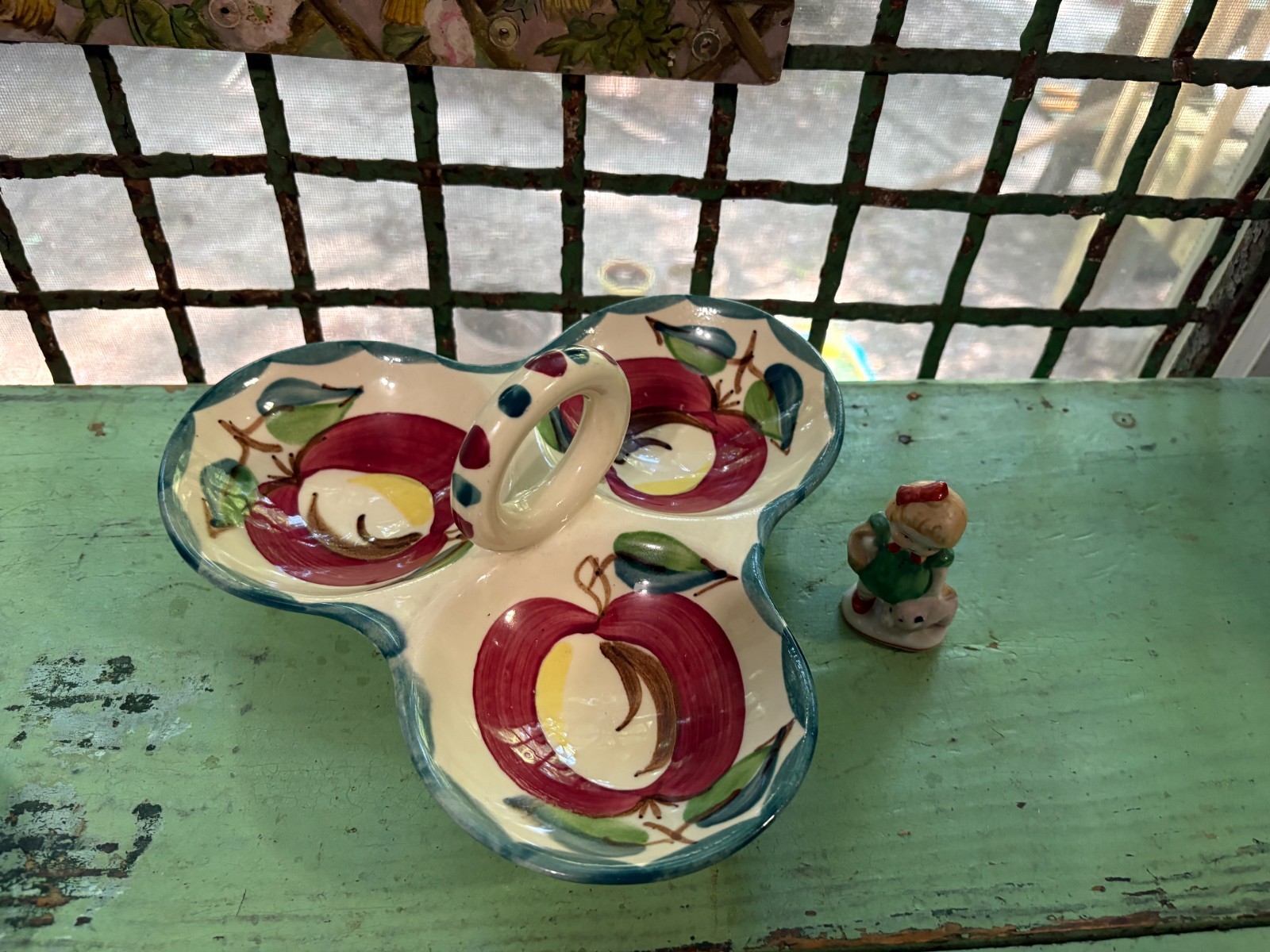Puritan Pottery Apple 3 Part Relish Tray