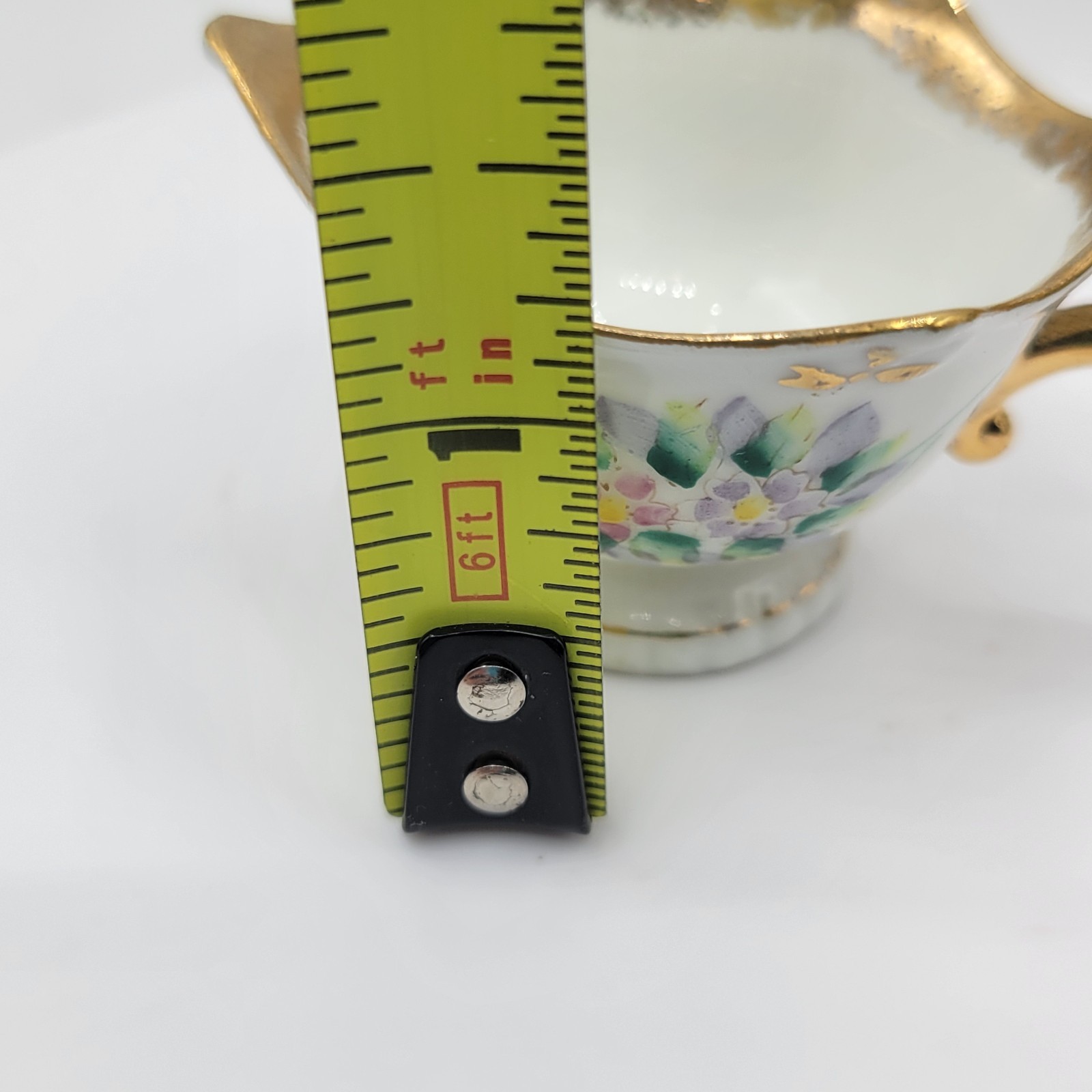 Vintage Made in Occupied Japan Porcelain Tea Cup & Saucer Flowers & 24KGold Trim