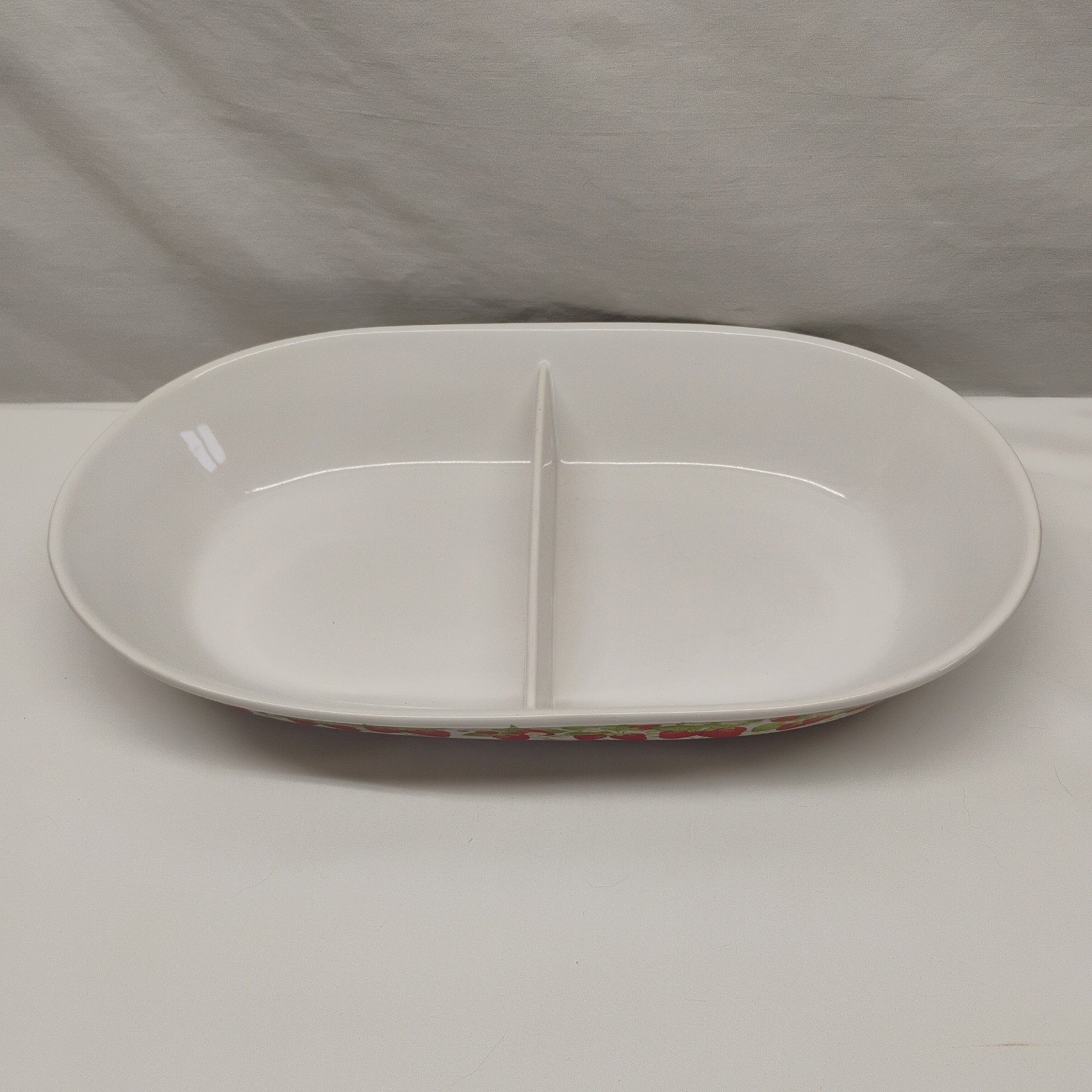Action Vintage Strawberry Stoneware Divided Platter Ovenware CottageCore Japan