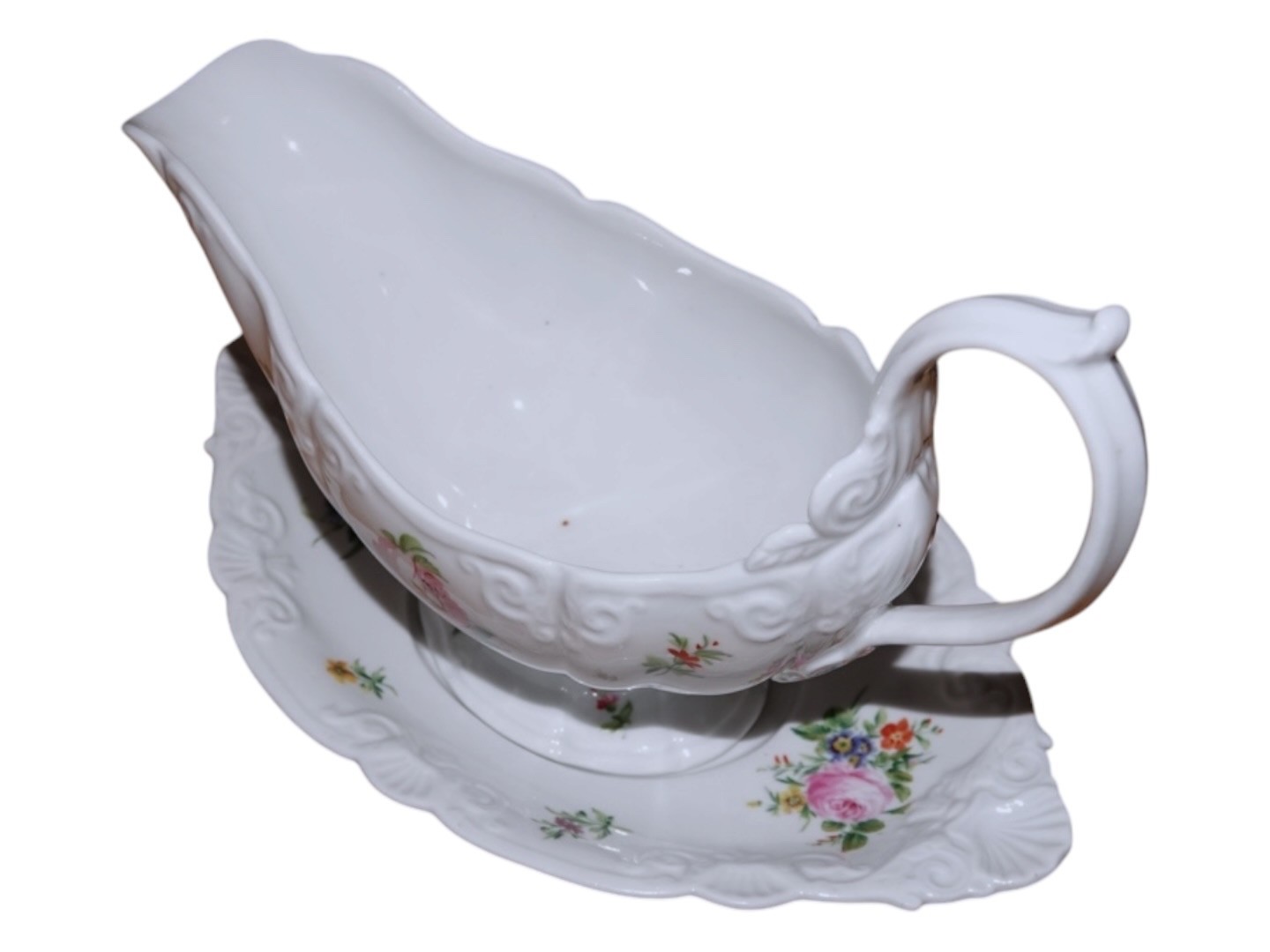 Royal Copenhagen, rare and large Rokoko gravy boat from 1800-1820