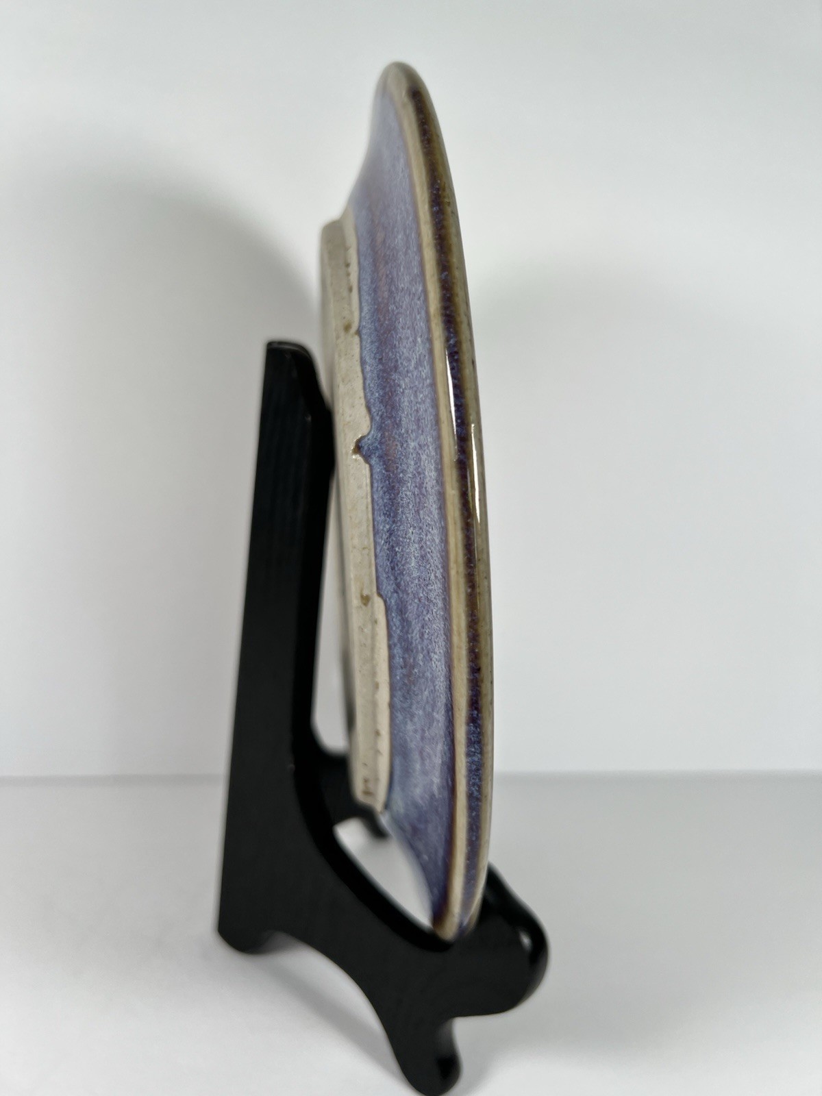 Bruce Larrabee Studio Pottery 9” Abstract Drip Glaze Signed Utah Art Plate