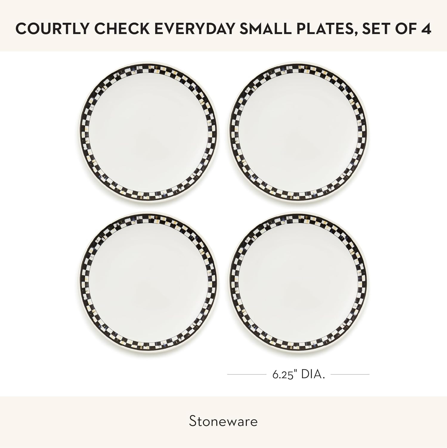 Set of 4 Courtly Check Salad Plates, Microwave & Dishwasher Safe