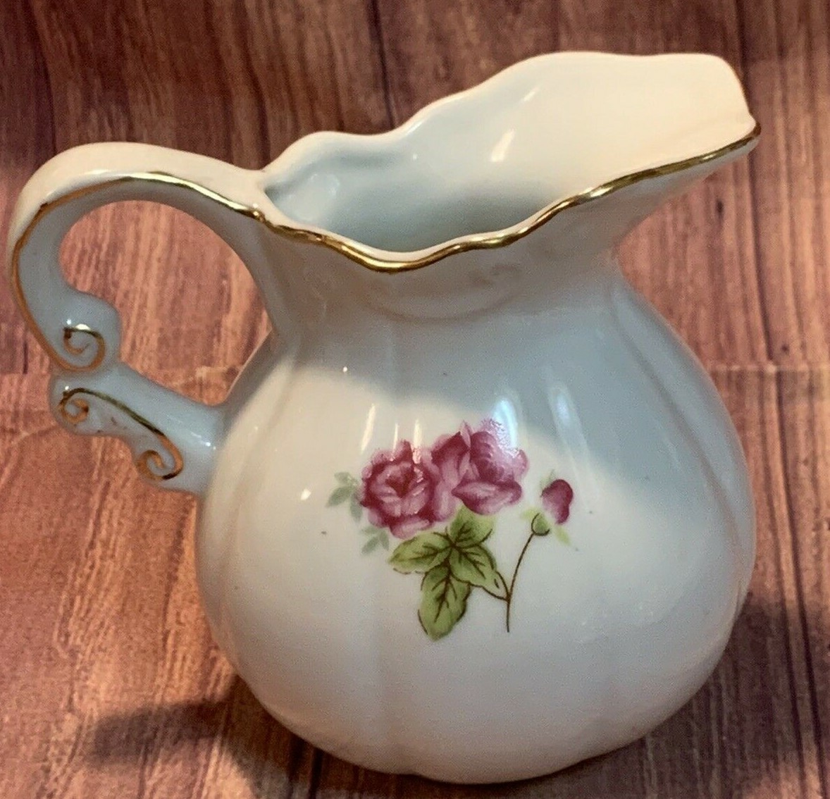 Diamond Fine China ~ Floral Creamer and Saucer Set ~ Japan *mini*
