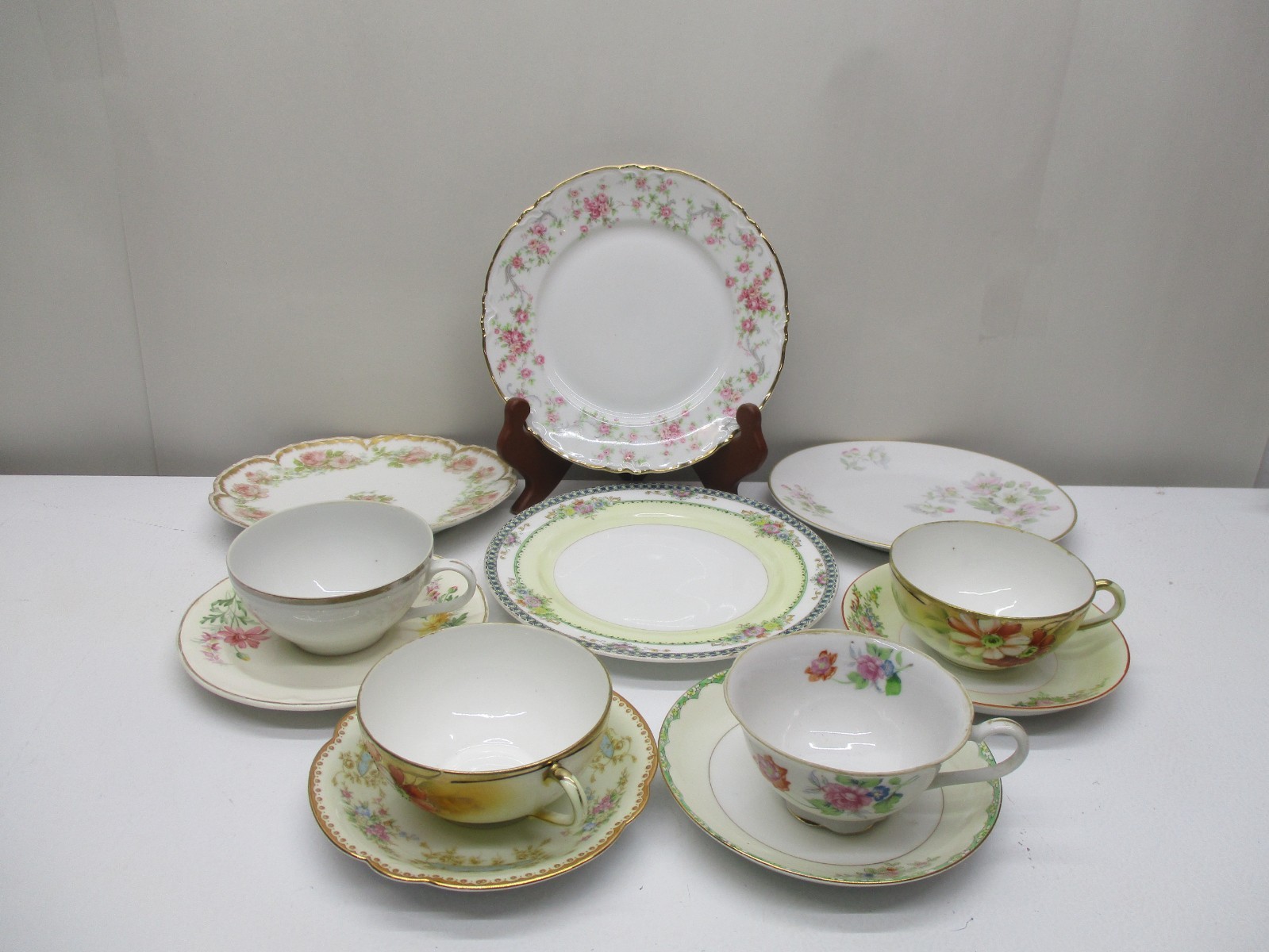 Mismatched China 12pc (4) Salad Plates (4) Cups (4) Saucers Germany-France Japan