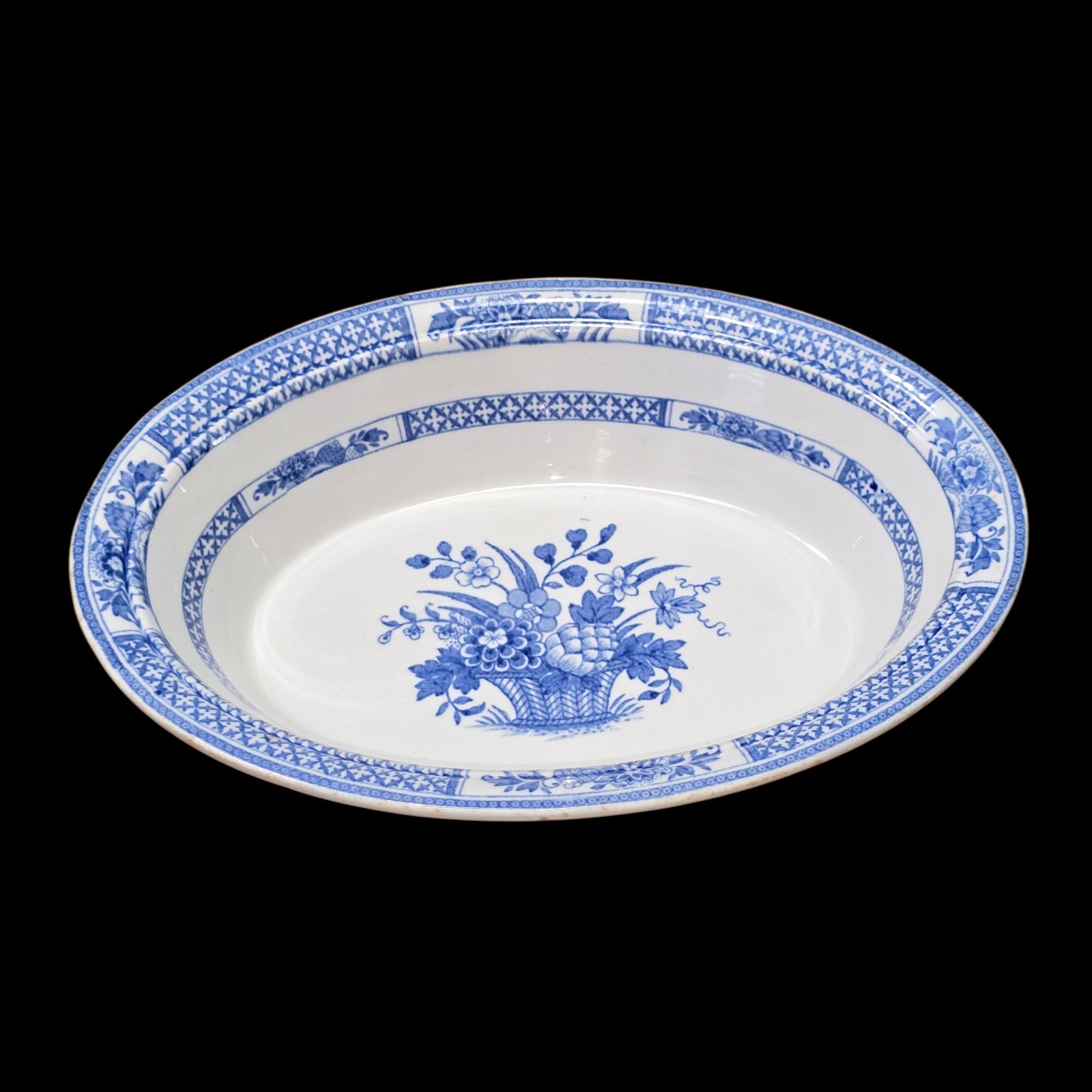 Booths Nankin #659846 English Serving Bowl In Blue & White Ironstone 1930s