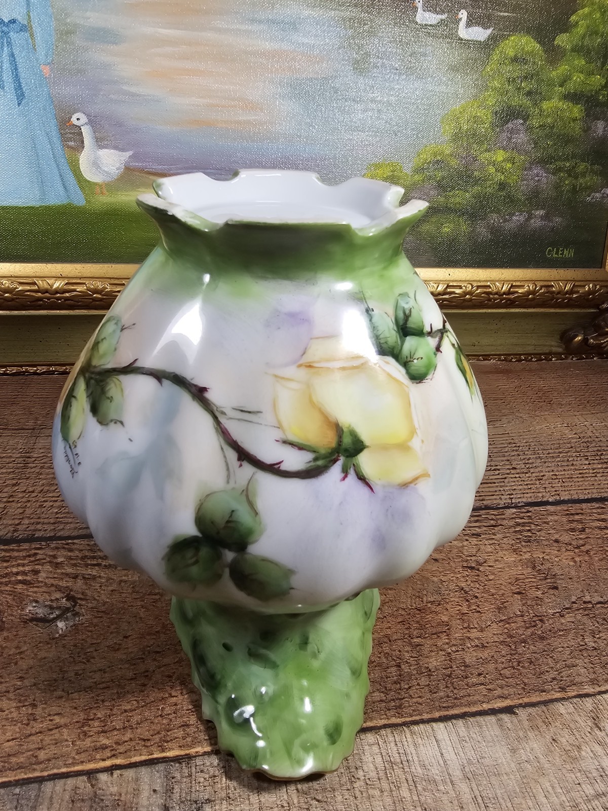 VTG Handpainted Signed Water Pitcher, Dan Elda 1963, READ DESCRIPTION