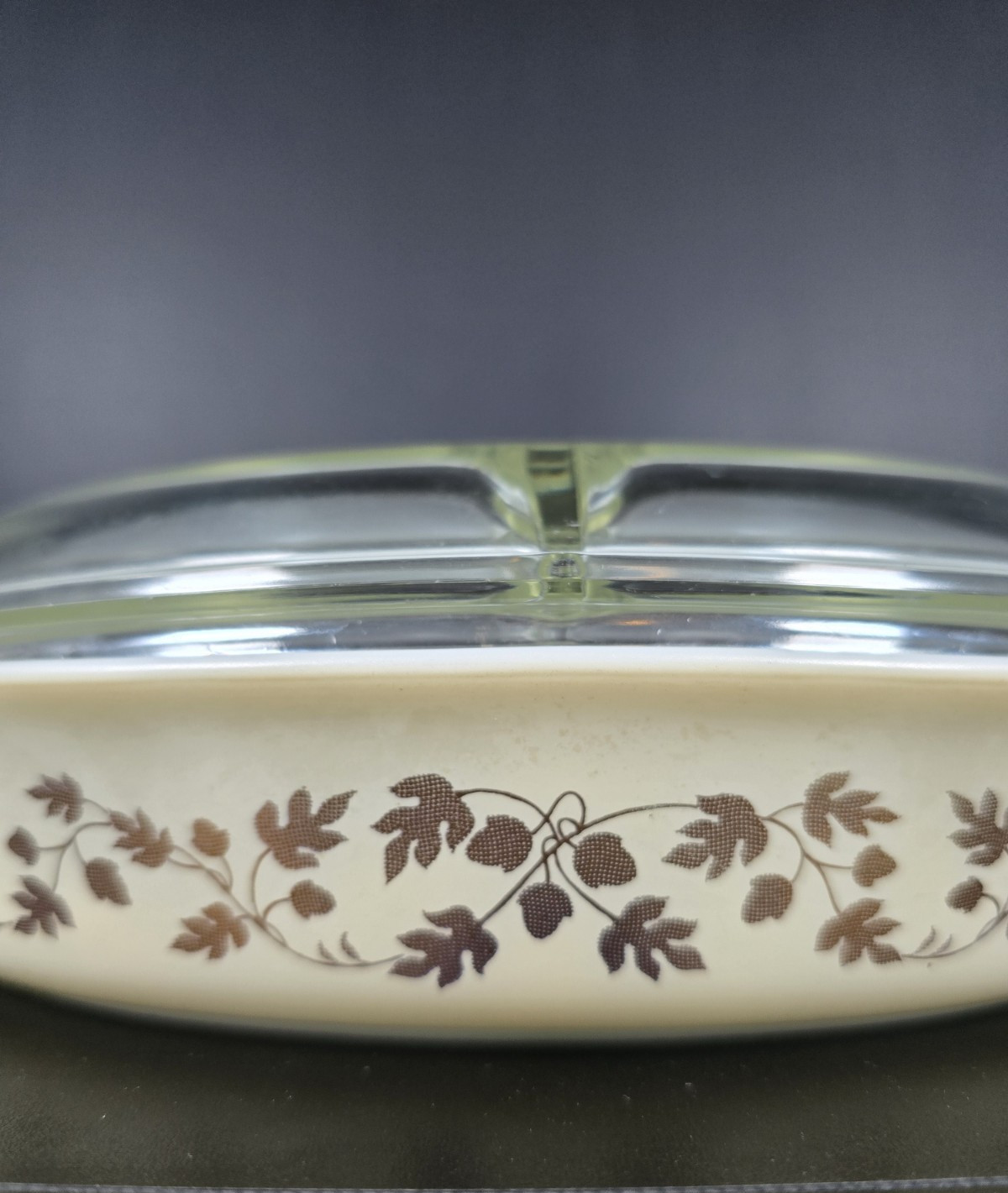 PYREX Golden Acorn Divided Dish and Oval Casserole w/ Lids PYREX Lot of 2