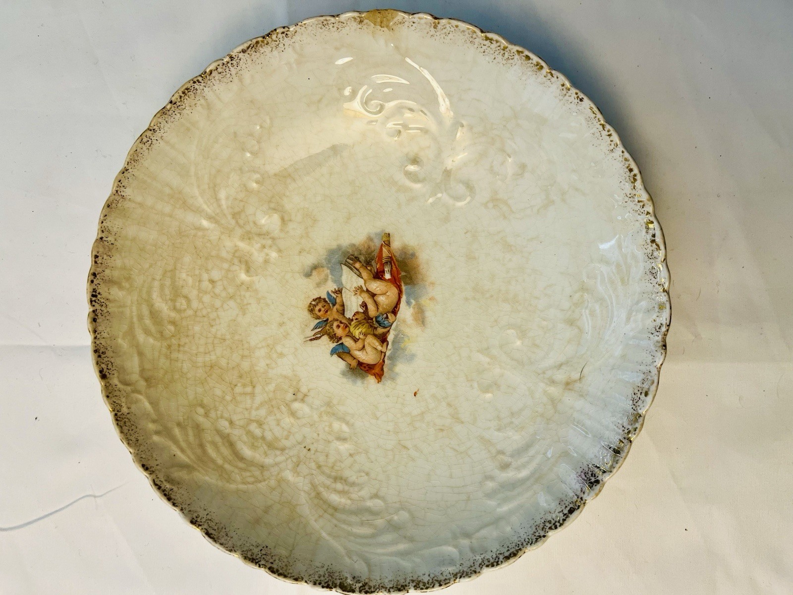 East Liverpool Potteries Angel Bowl Semi- Vitreous Porcelain Vintage See Picture