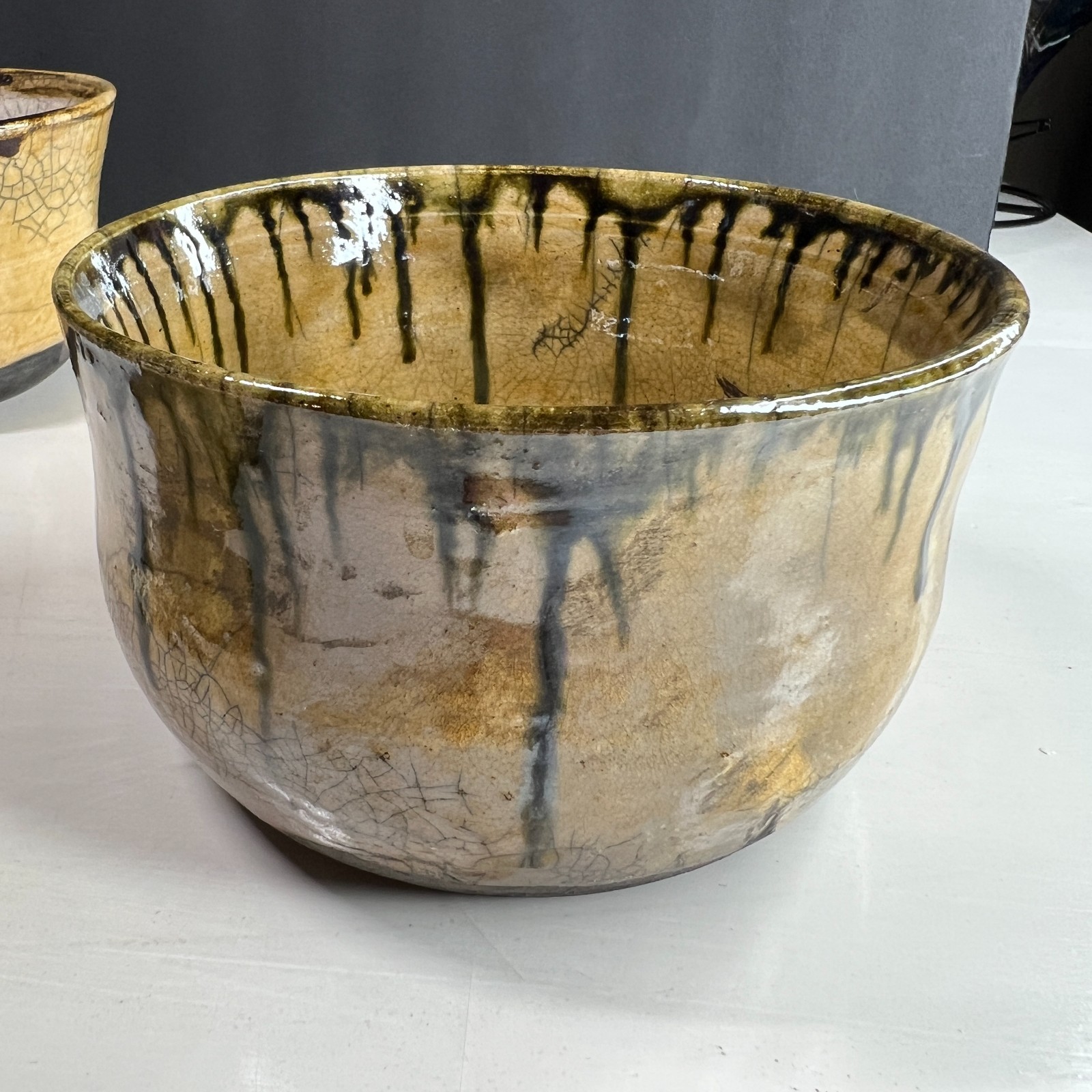 Handmade Studio Pottery Bowl Set 3 Signed Alyce Drip Glaze Ceramic