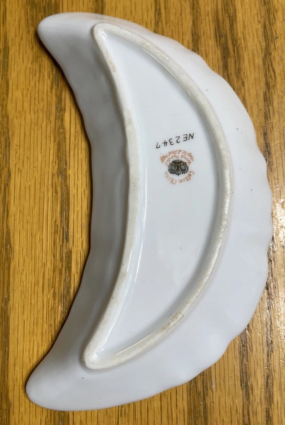 Crescent Bone China Dish Vintage Lefton China Blue & Gold Paisley 6.25 in Gilded