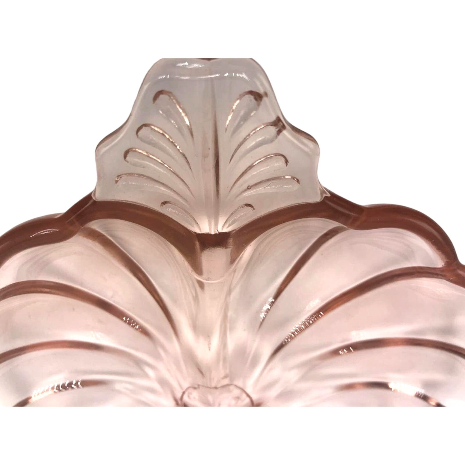 Jeannette Glass Doric Pink Clover Divided Candy Dish 7” Depression Glass 1930s