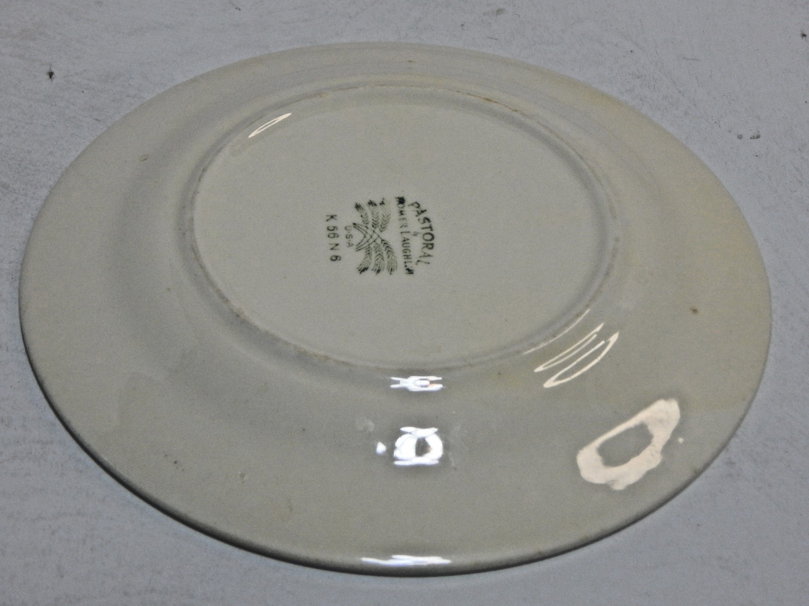 Vintage Homer Laughlin Pastoral Patterm Dessert Plate w/ embossed floral & farm
