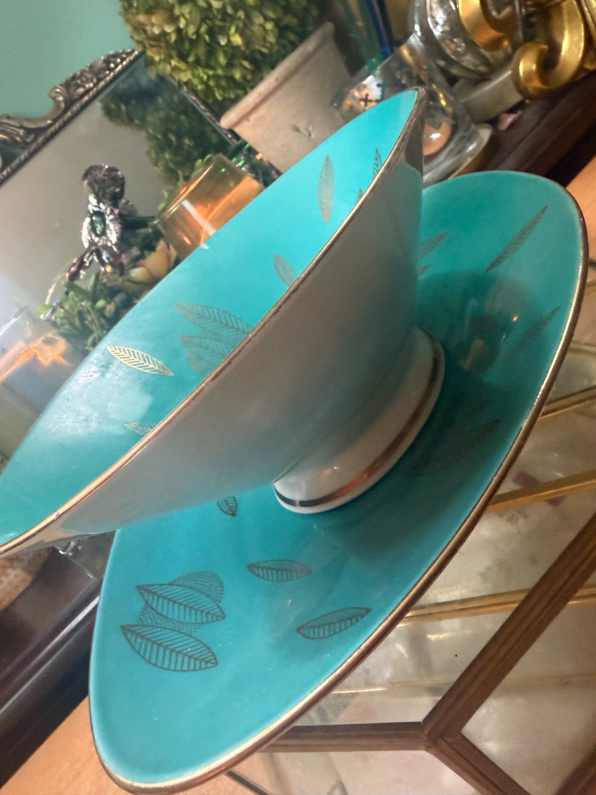 Vintage. MCM, Bareuther Bavaria Home Decor Bowl and Tray, Turquoise, **READ**